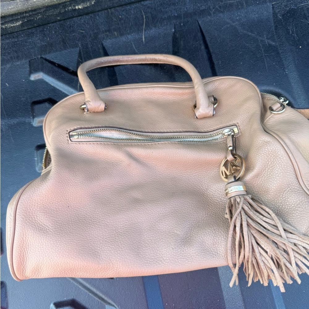 Michael Kors Beige Leather Satchel with Tassel